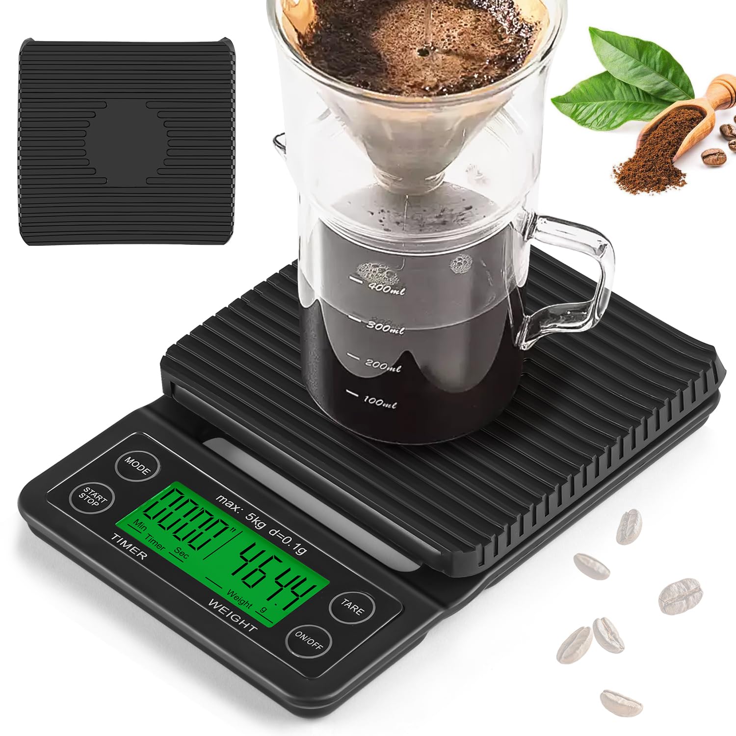 5 kg/0.1 g Balança Digital de Alta Precisão para Café e Infusões, Balança com Temporizador, Escala de Peso de Café com Tela LED, Balança de Cozinha Elétrica Precisa