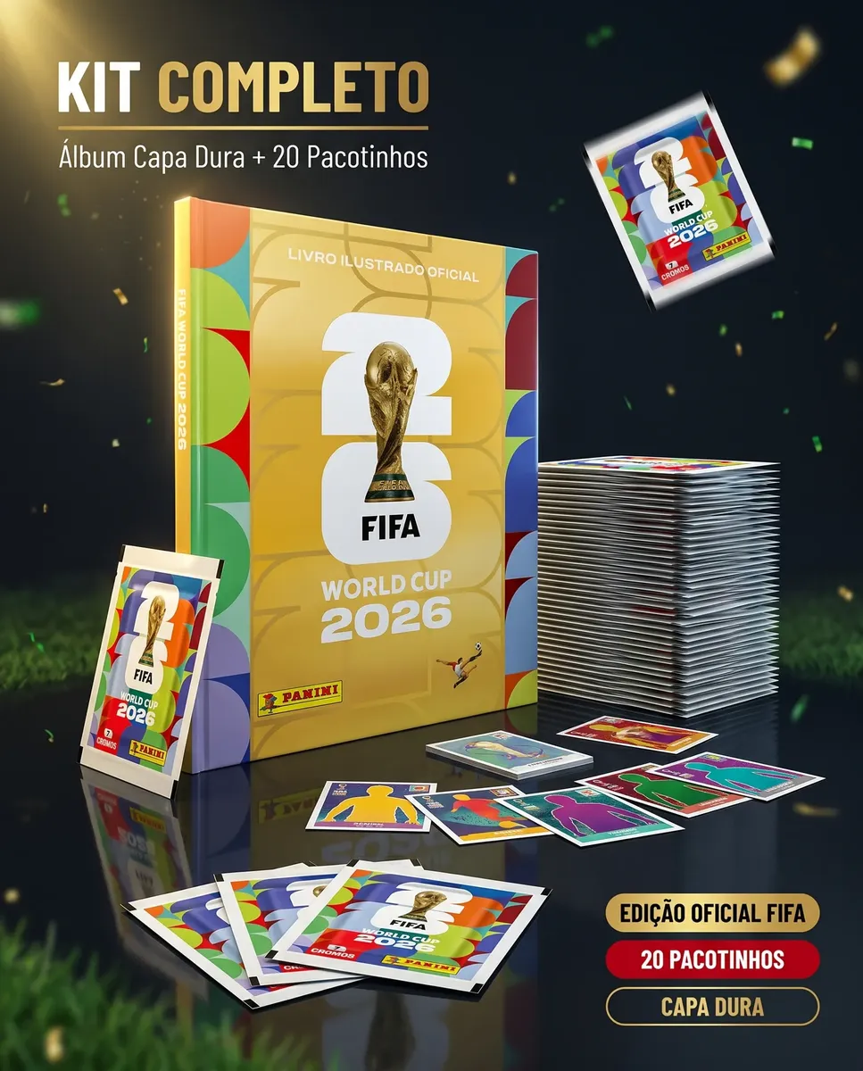 Album Dourado Capa Dura Ouro + 140 Figurinhas Copa Do Mundo