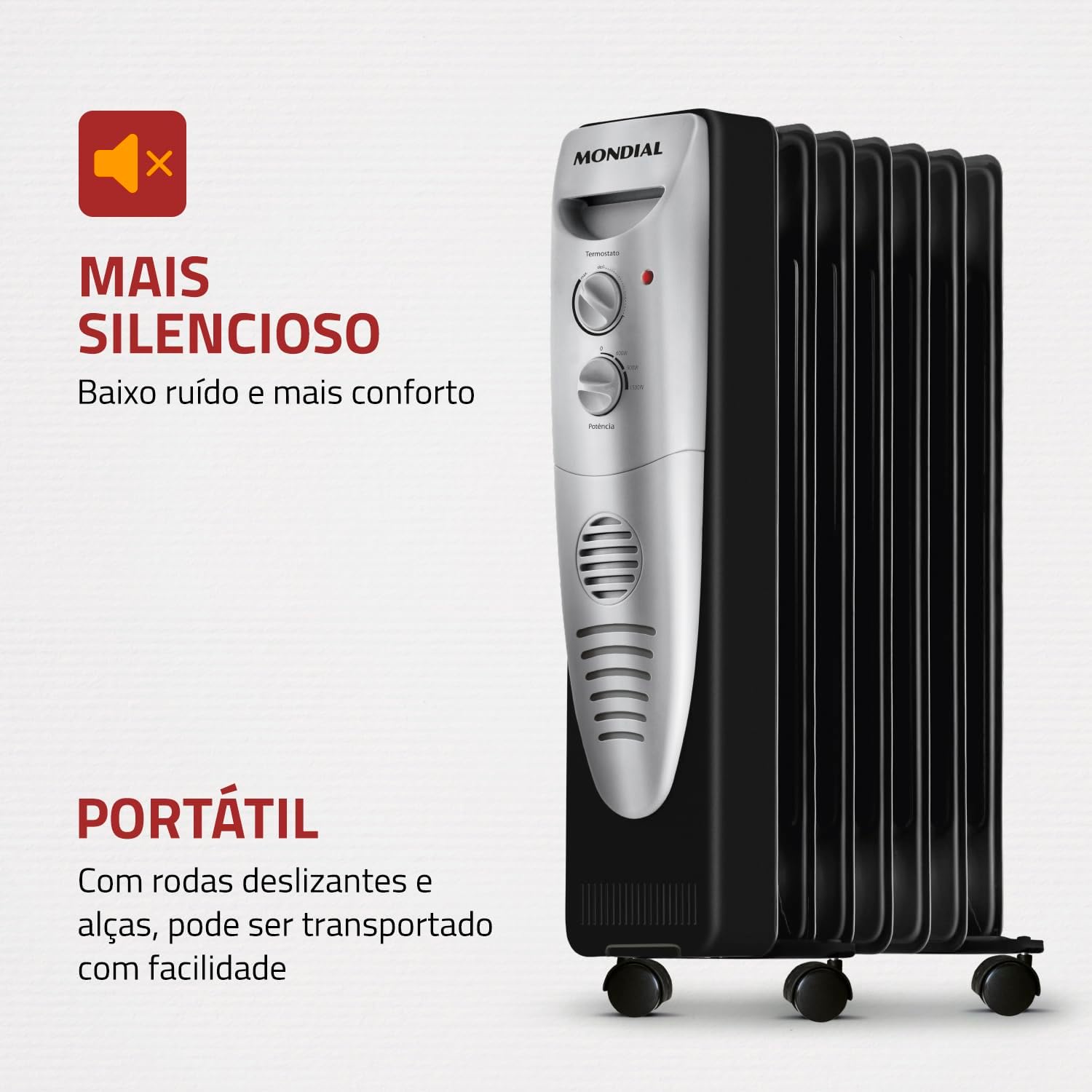 Aquecedor a Óleo, Mondial, Preto/Prata, 1500W, 220V - A-06 — foto 5