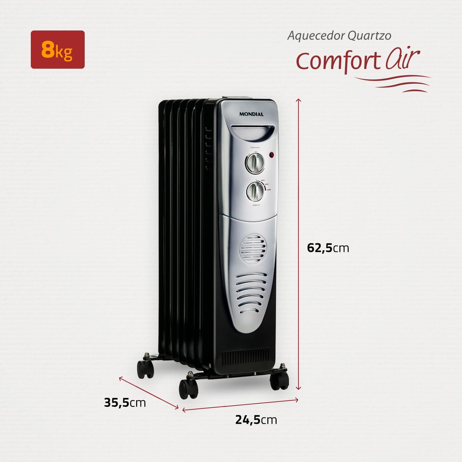 Aquecedor a Óleo, Mondial, Preto/Prata, 1500W, 220V - A-06 — foto 6