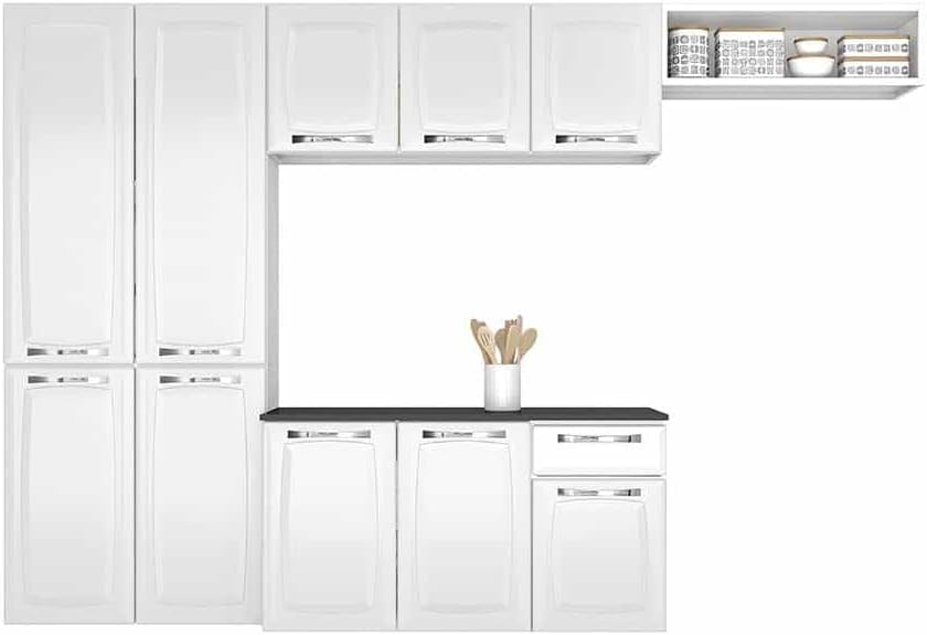 Armário de Cozinha Compacta Itatiaia Amanda Aço com Balcão 10 Portas 1 Gaveta