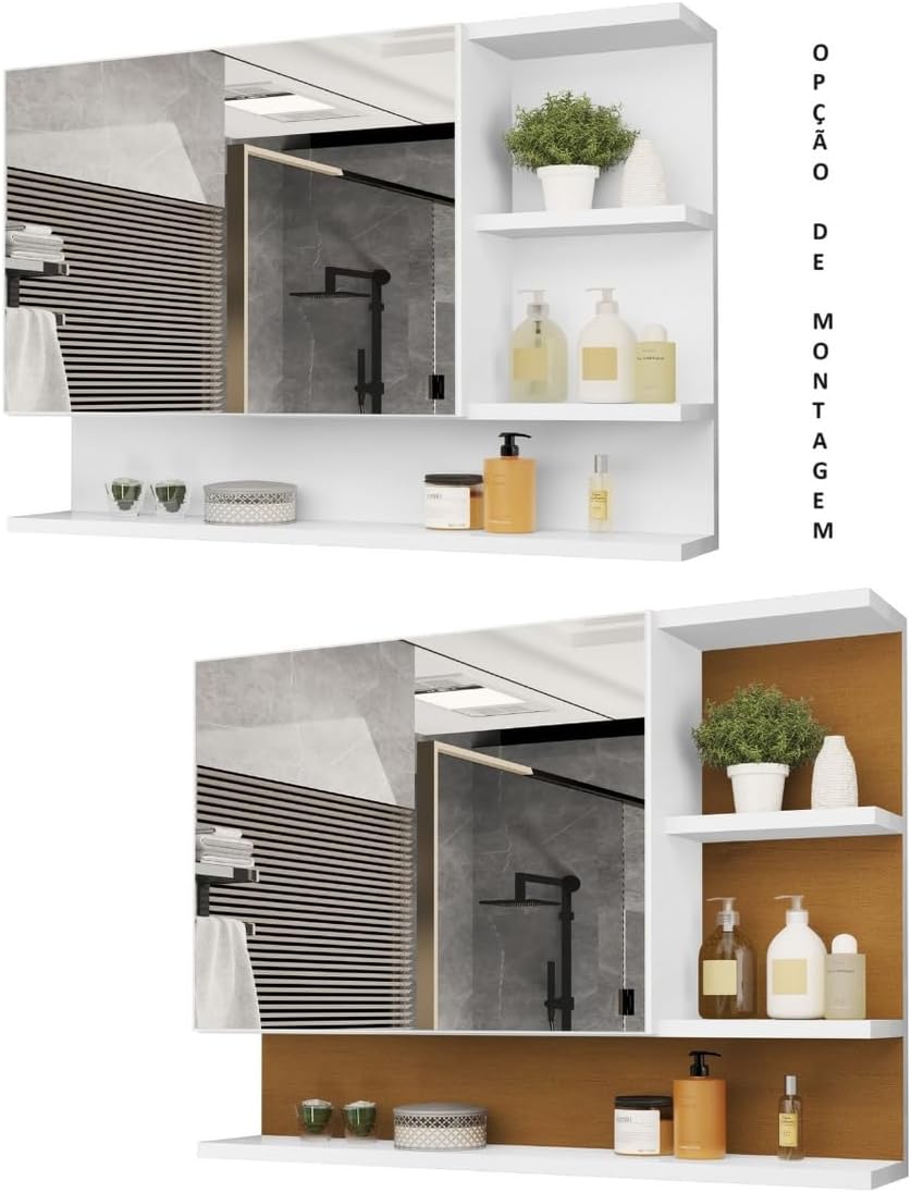Armario Espelheira Para Banheiro 1 Porta Cleópatra (Branco) — foto 2