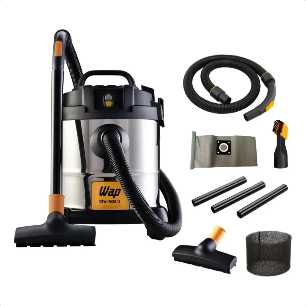 Aspirador Pó E Água Wap Gtw Inox 12 1400w 12l Bocal De Sopro Inox