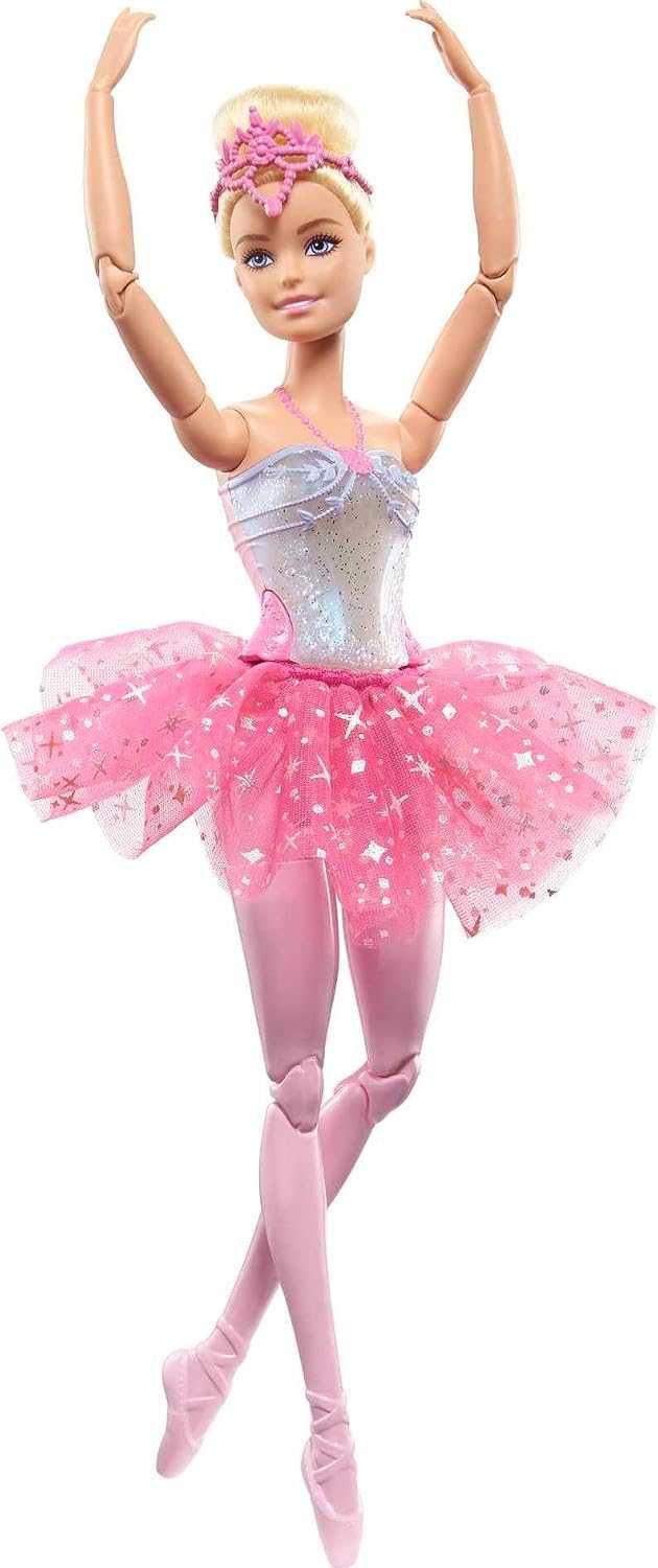 Barbie Fantasia Boneca Bailarina Luzes Brilhantes Rosa para crianças a partir de 3 anos