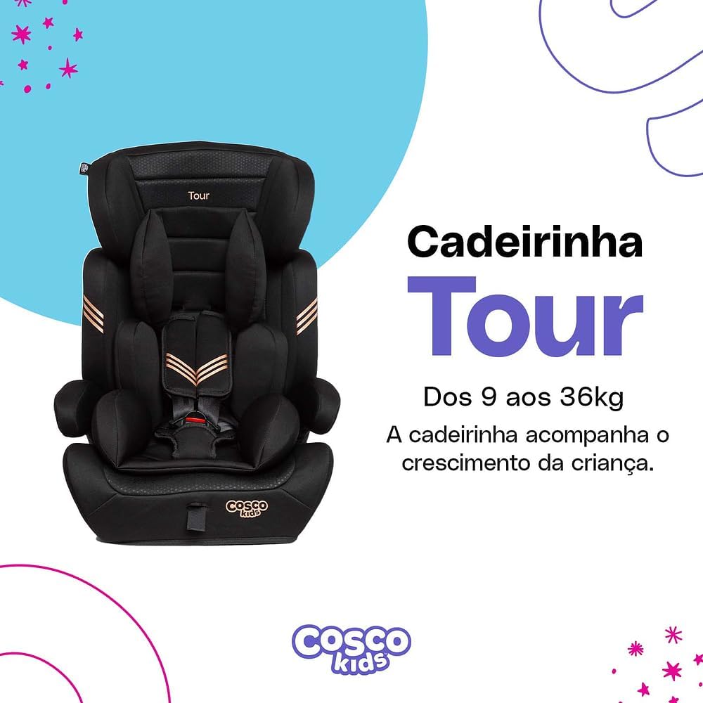 Cadeirinha Cosco Kids, Tour, 9 a 36 Kg, Preto Bronze — foto 2