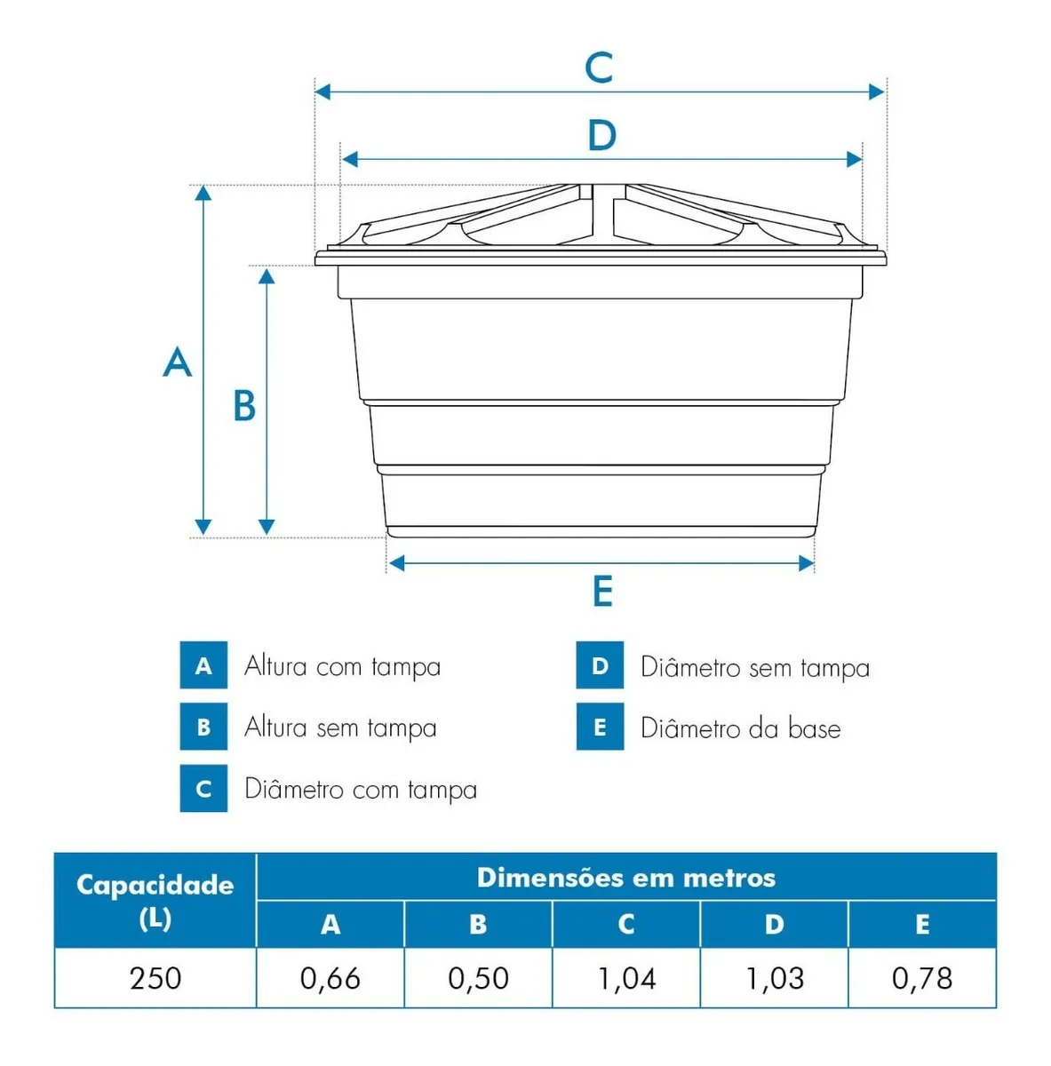 Caixa d'água vertical polietileno 250L — foto 3