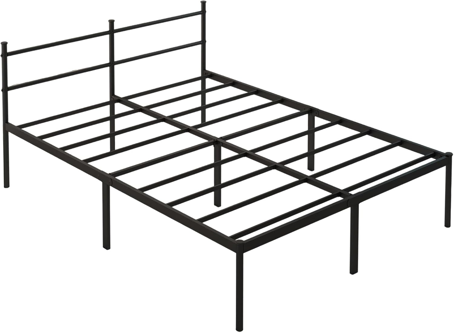 Cama de Casal Padrão (138x188) com Cabeceira Integrada de Ferro, Base Metálica Reforçada, Design Minimalista