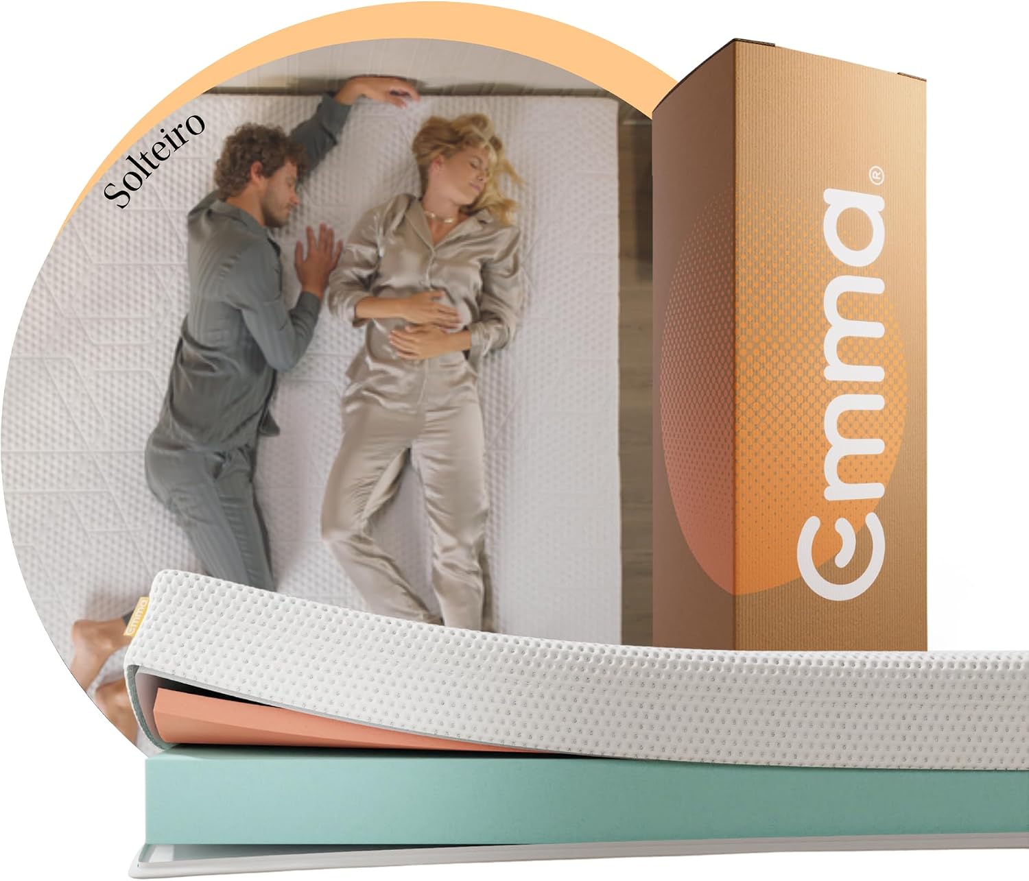 Emma Colchão Solteiro One Light - 88x188x18cm, Colchão de Espuma com 2 Camadas, Firmeza Ideal