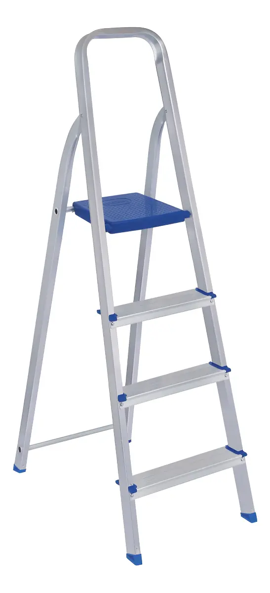 Escada Alumínio 4 Degraus Prateado/Azul
