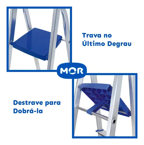 Escada Doméstica Em Aluminio 5 Degraus Real — foto 3