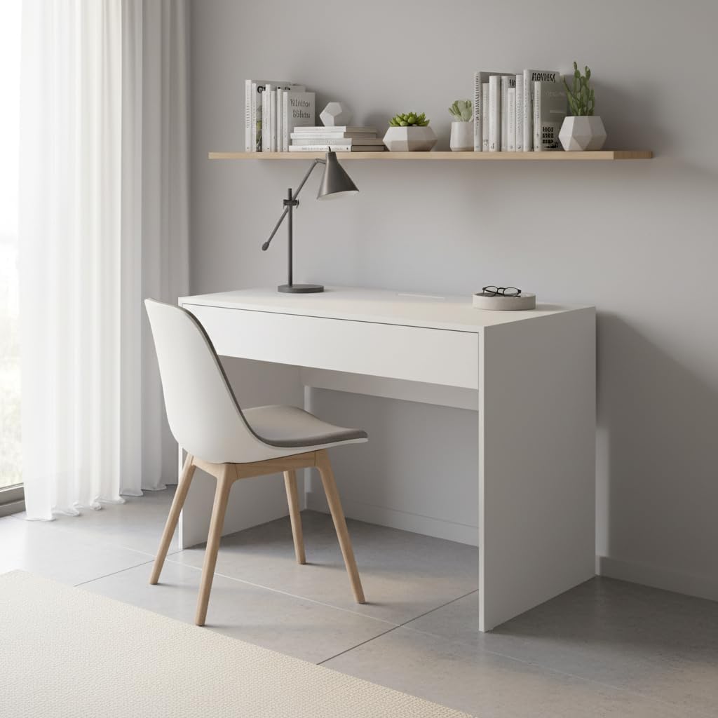 Escrivaninha Multifuncional com Gaveta Mesa Compacta para Quarto (BRANCO)