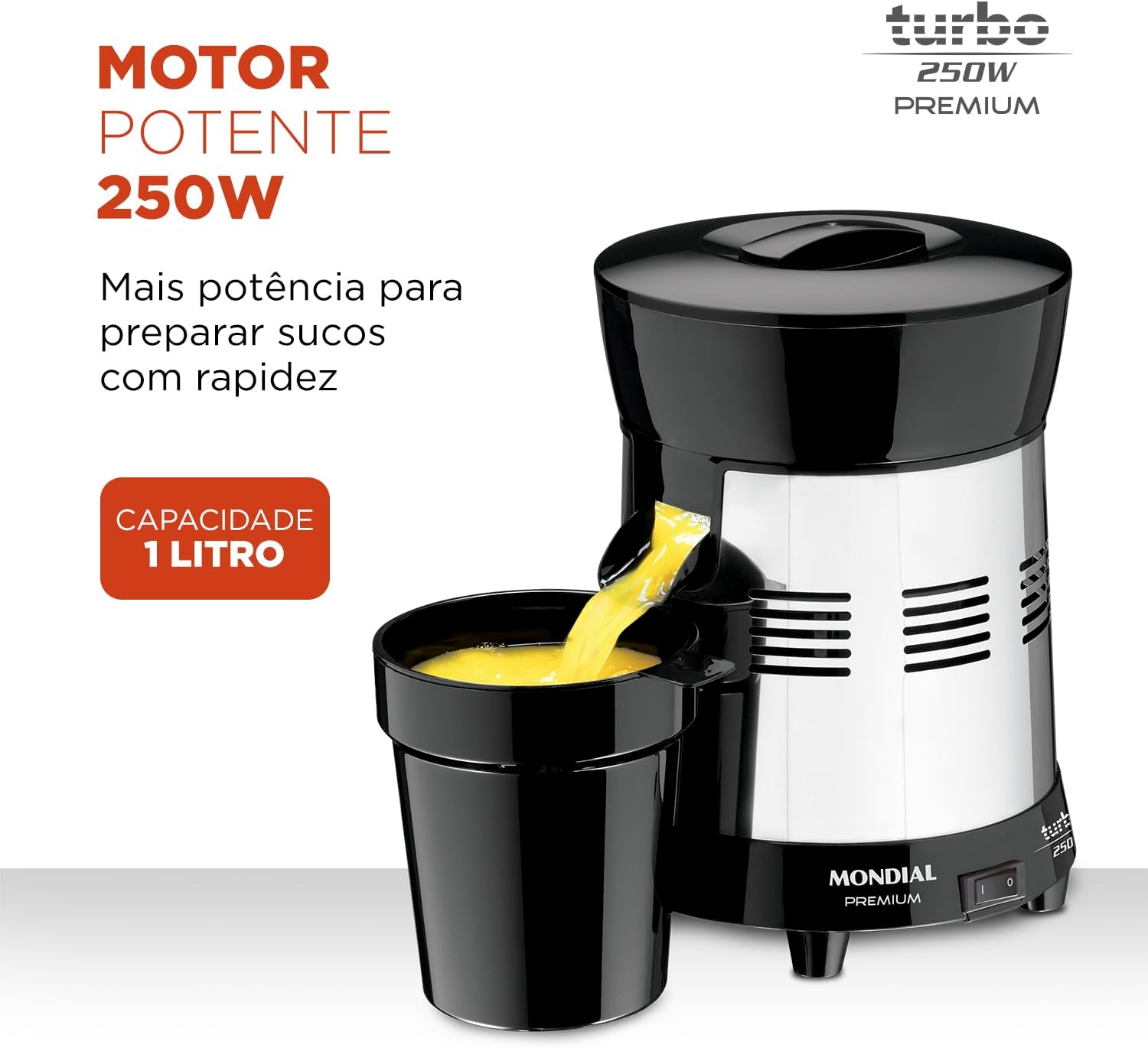 Espremedor de Frutas 250W 1 Litro com 2 Cones — foto 2
