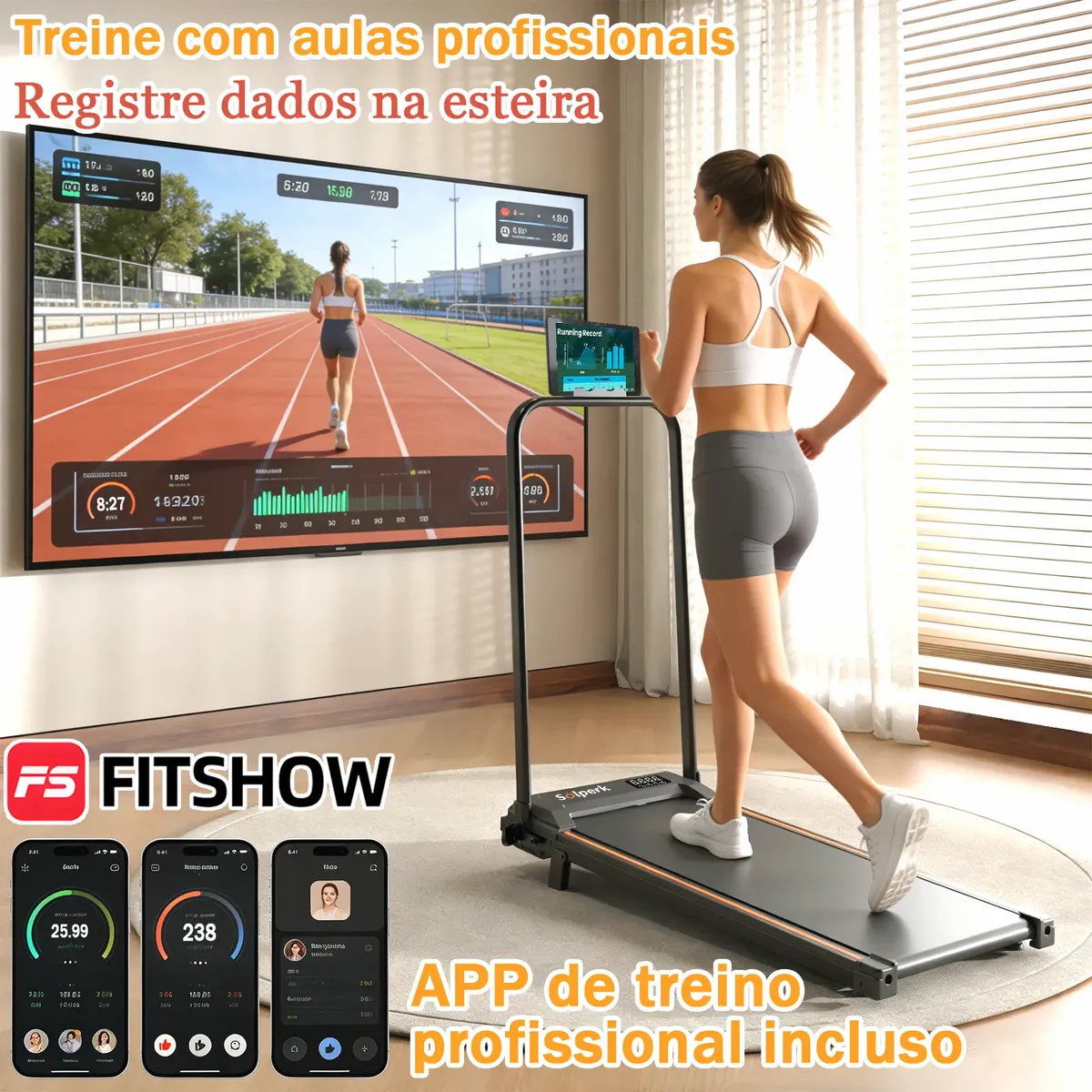 Esteira Elétrica Plana Residencial Preta Cor Preto Bluetooth — foto 4