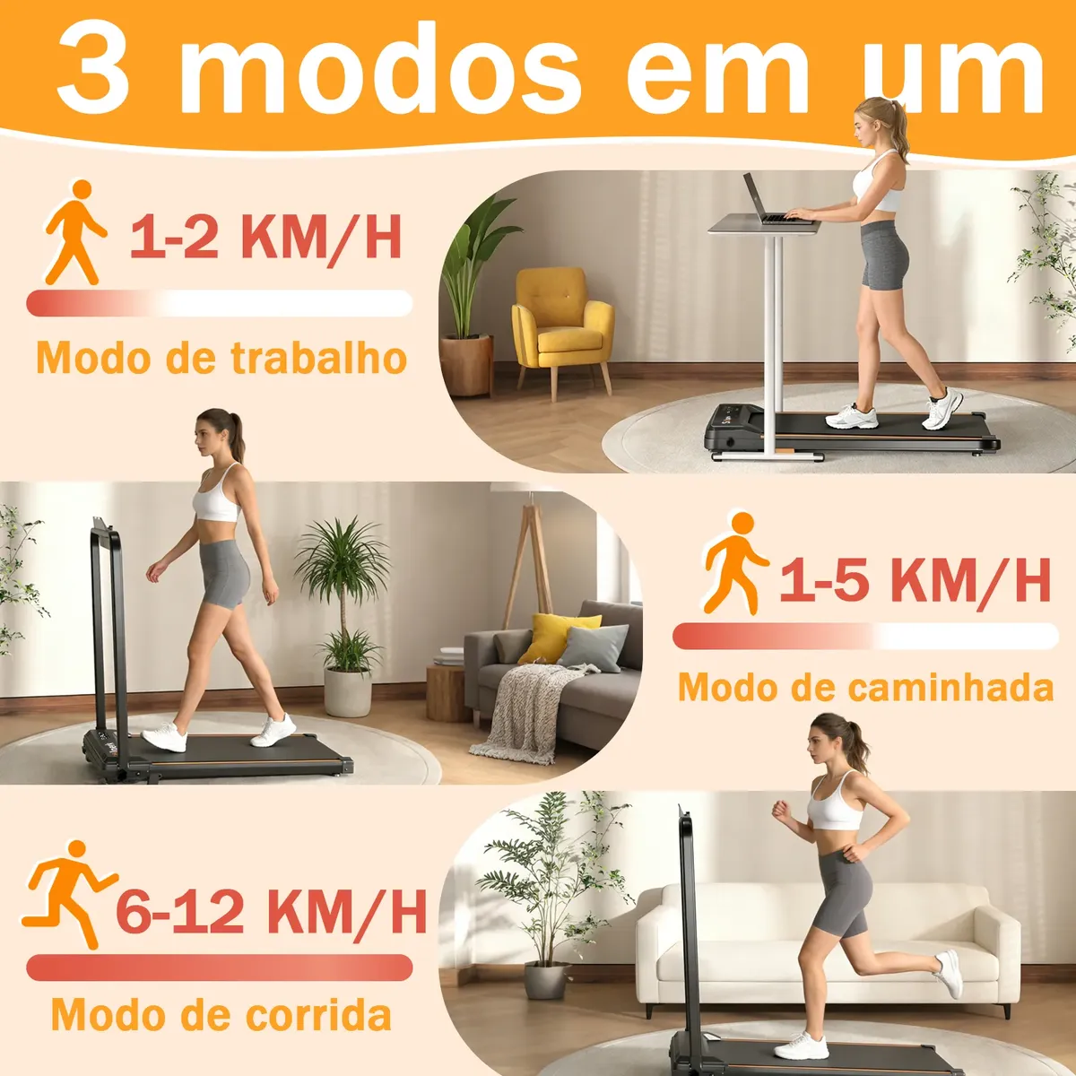Esteira Elétrica Plana Residencial Preta Cor Preto Bluetooth — foto 3