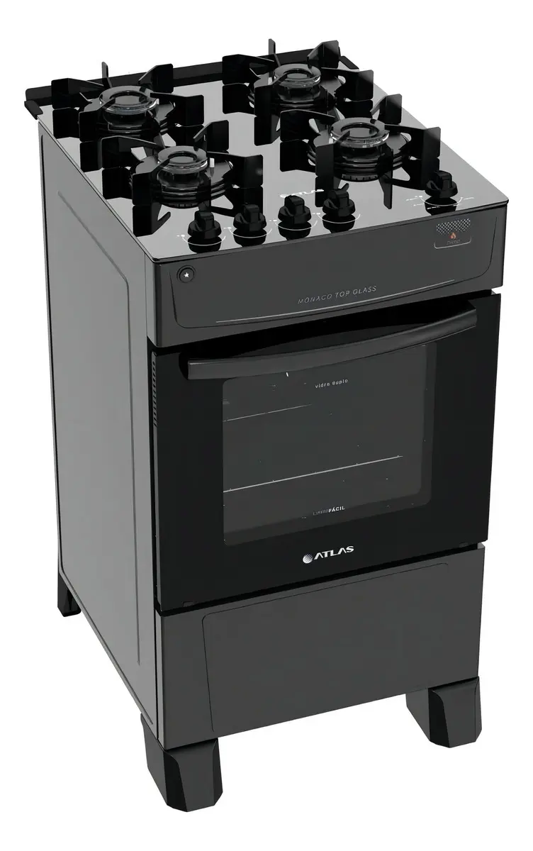 Fogão 4 Bocas Atlas Mônaco Top Glass com Mesa de Vidro - Bivolt 110V/220V