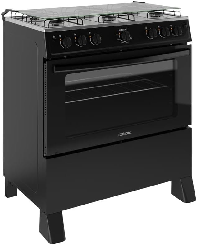 Fogão 6 Bocas com Acendimento Automático e Forno 82L Mesa Inox