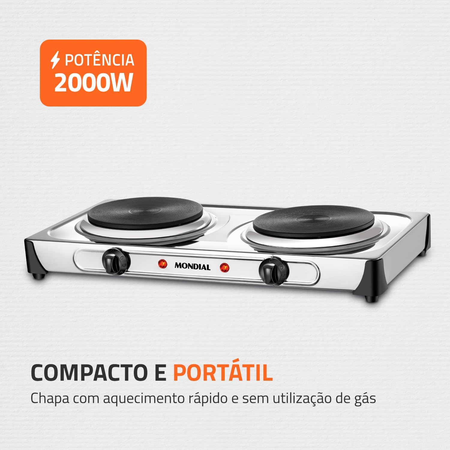 Fogareiro Elétrico Duplo 2000W Portátil — foto 2