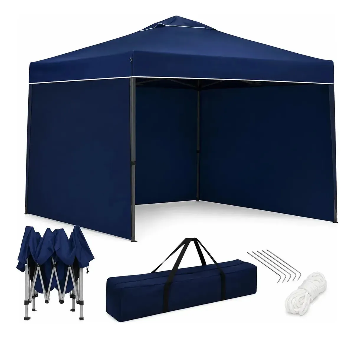 Gazebo Tenda Barraca Articulado Alumínio 3x3m + 3 Paredes Azul