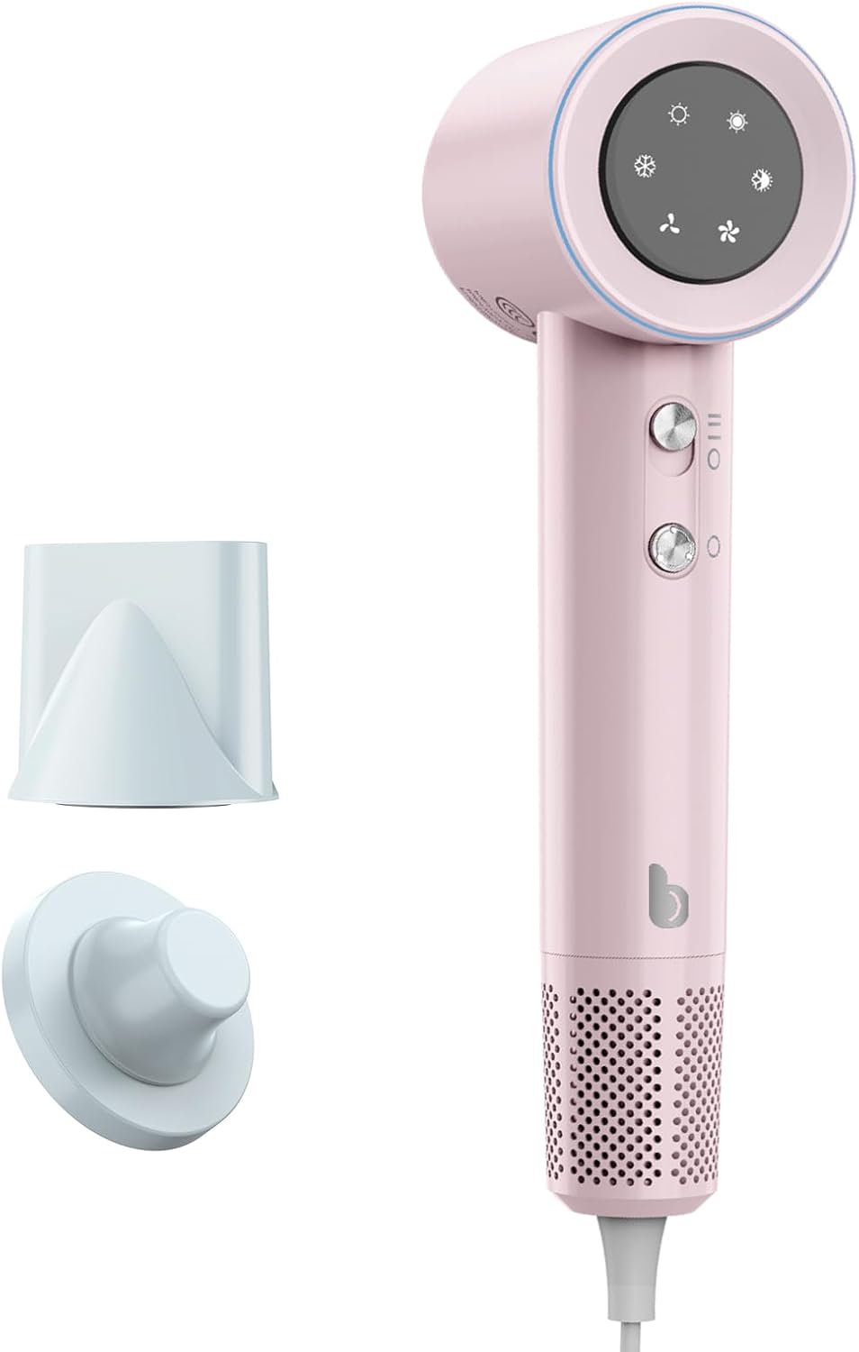 GOKOCO Secador De Cabelo Profissional 110v 127v, 120000 RPM High Speed Hair Dryer 1600W com Display Digital LED e Bocal de ar Magnético, Rosa