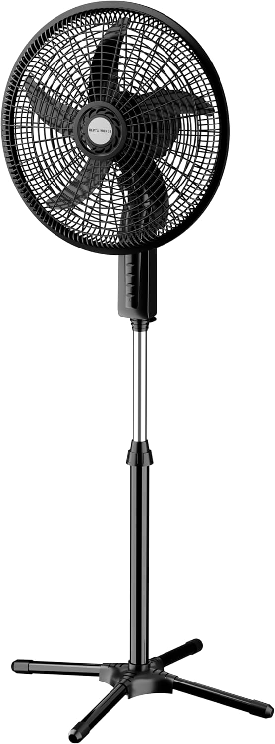 HEPTA WORLD Ventilador de Coluna, Resfriamento, Silencioso, Design Slim para Casa Escritório (PRETO, 220V, 101)
