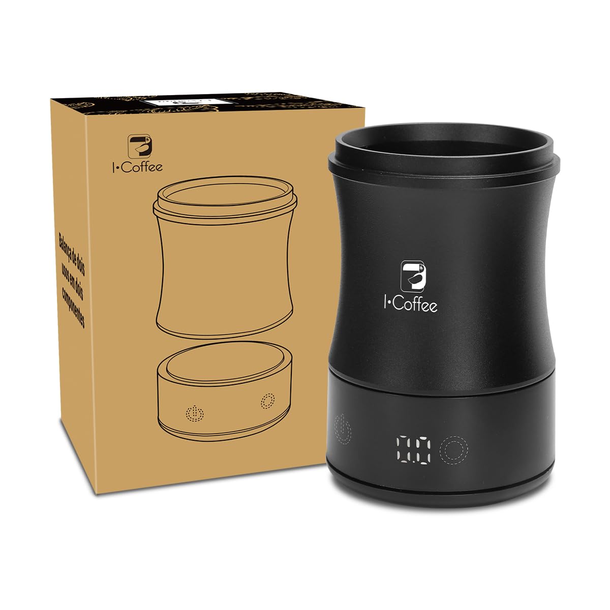 iCoffee Balança Digital de Café, Display Separado – Alta Precisão para Espresso, Pour Over e Drip, Visor LED, Copa Doseadora Incluída, Preto