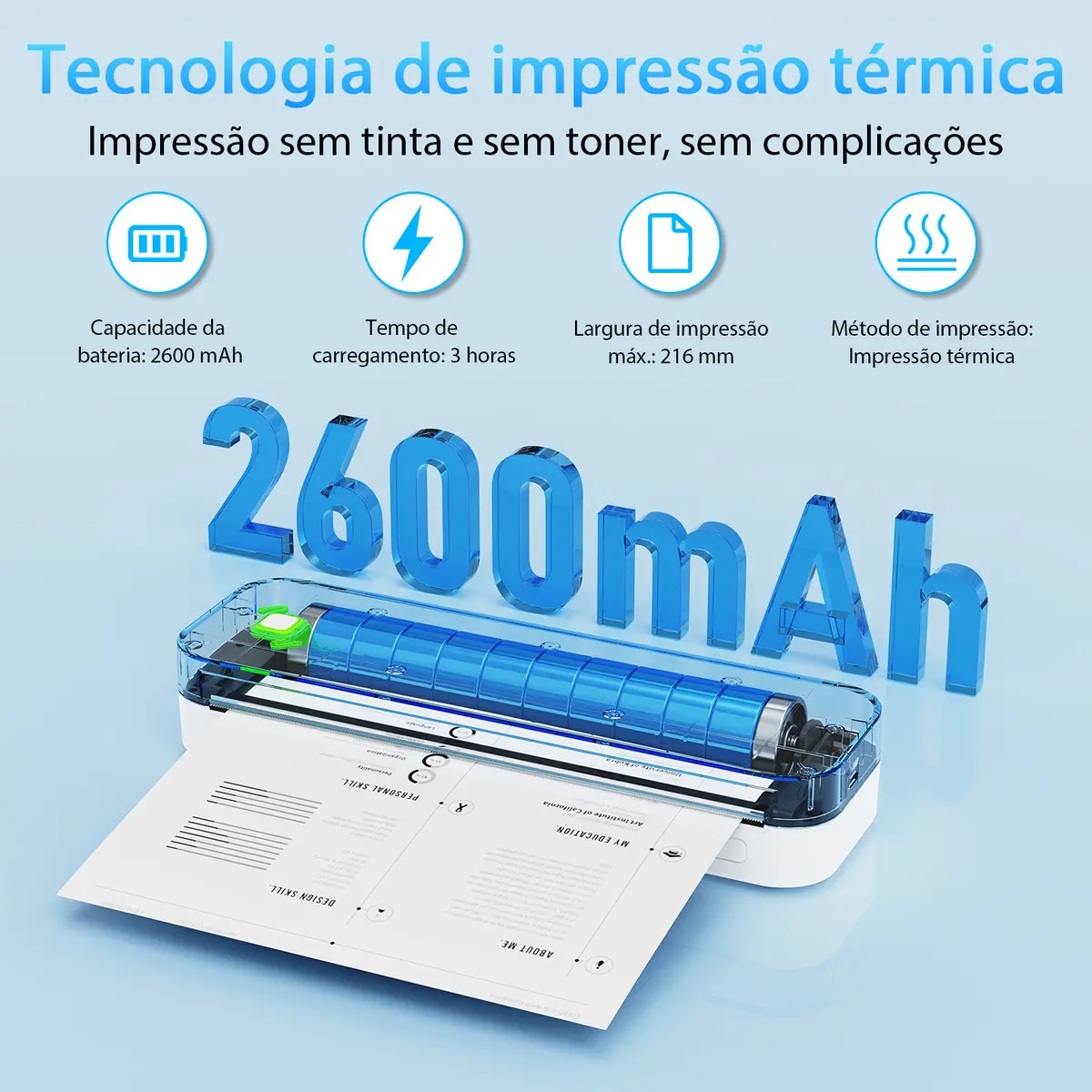 Impressora Portátil Ablemark A4 sem Tinta Com Bluetooth — foto 3
