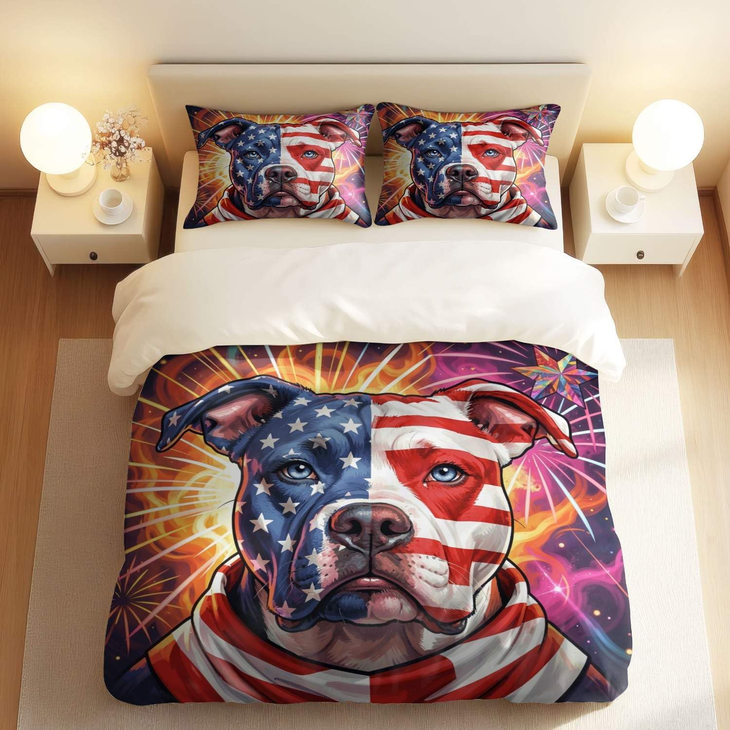Jogo de Cama Patriótico Bandeira Americana Impressão Digital 3D
