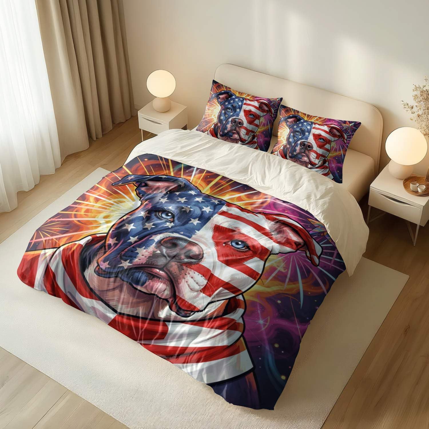 Jogo de Cama Patriótico Bandeira Americana Impressão Digital 3D — foto 4