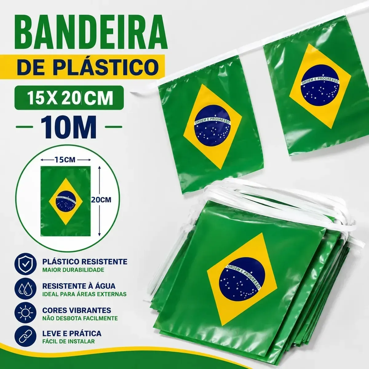 Kit 50/80 Metros Bandeirinhas Varal Brasil Copa Do Mundo2026 — foto 2