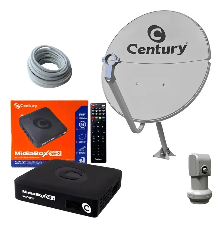 Kit Antena Parabolica Century 60cm Banda Ku 5g Midiabox B5