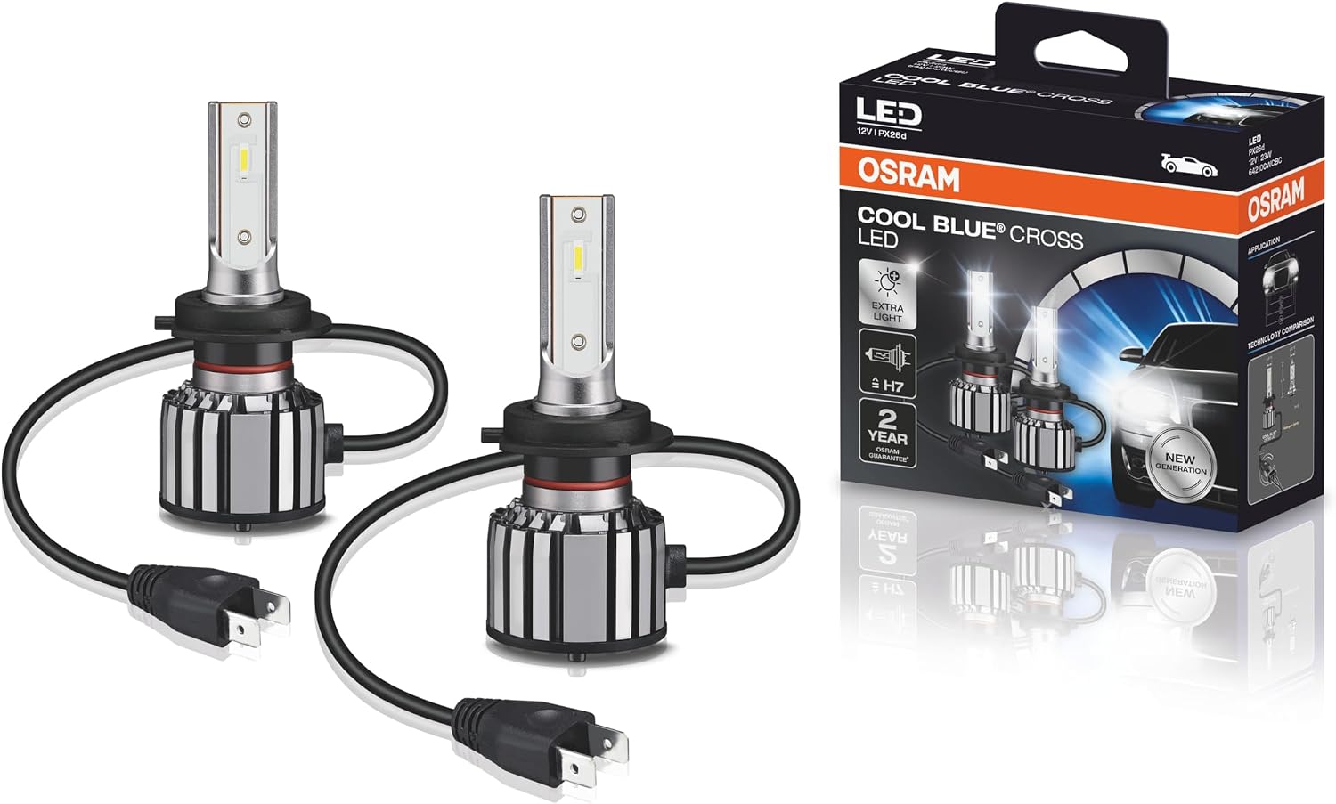 KIT LED COOL BLUE CROSS H7 OSRAM - 64210CW CBC - Potência 23W - Tensão 12V - 2 anos de Garantia - 6000K Branca Azulada