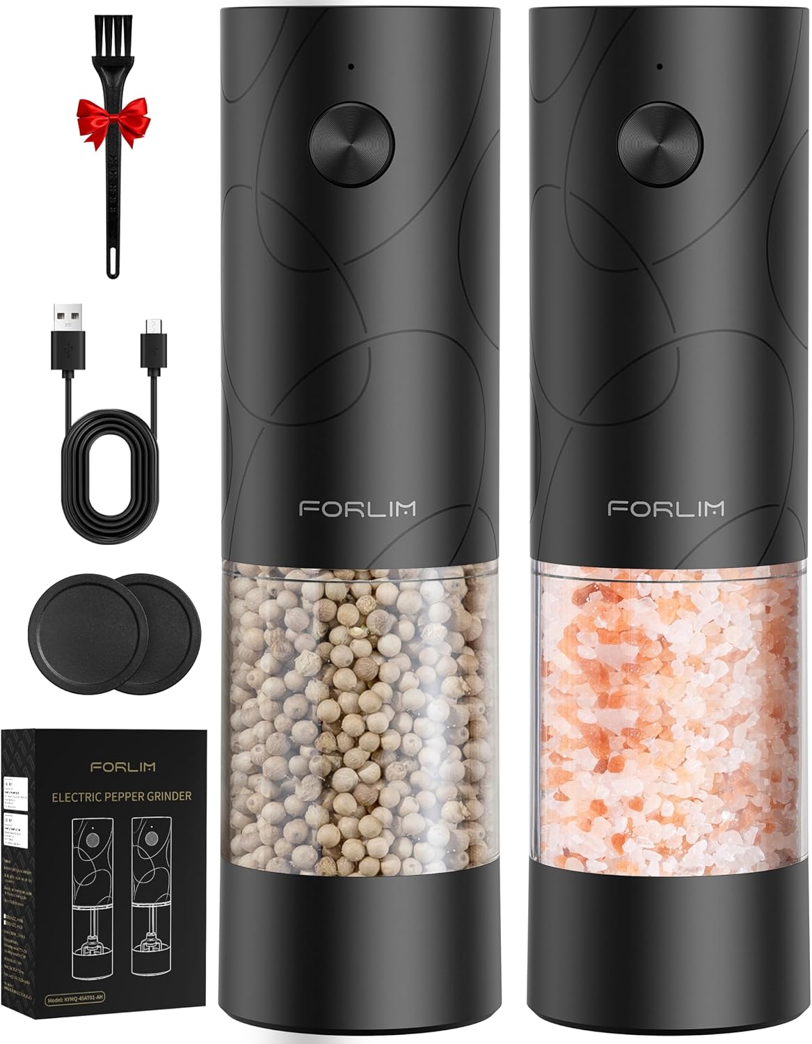 Kit Moedores Elétricos de Sal e Pimenta FORLIM Recarregável USB-C