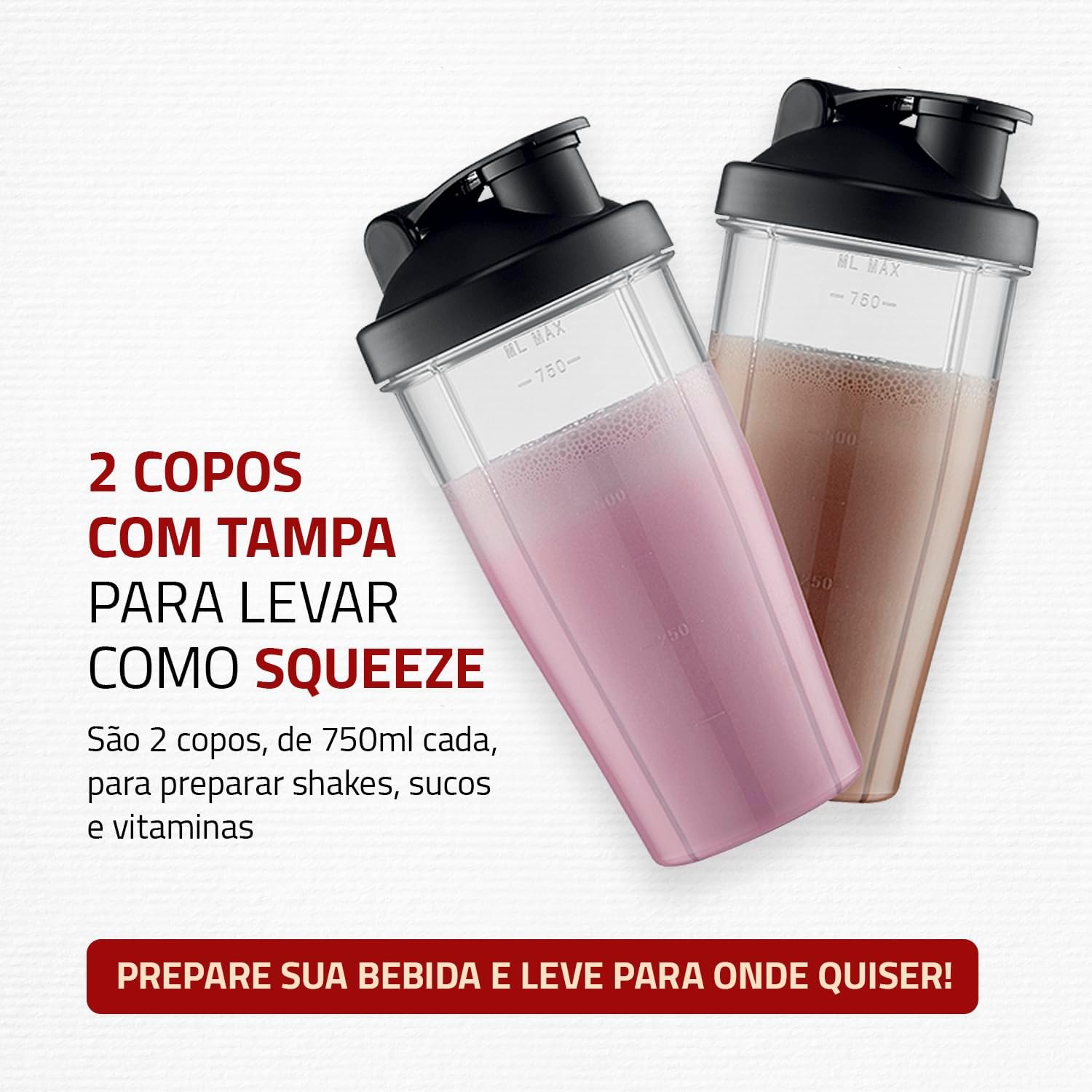 Liquidificador Personal 300W com 2 Copos Squeeze 750ml — foto 3