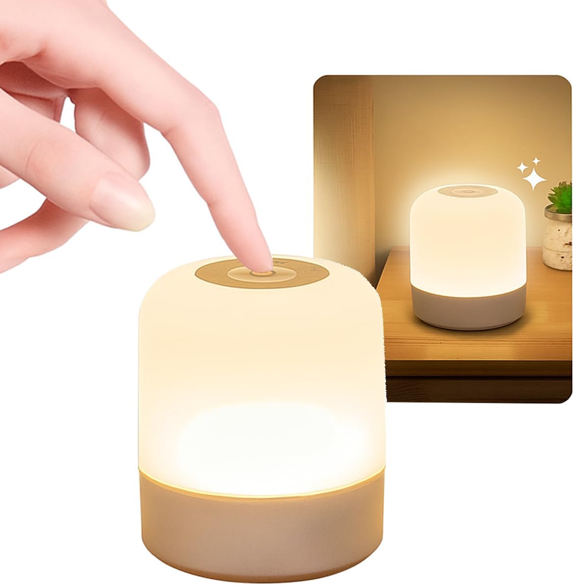 Luminária de Mesa Abajur de Cabeçeira com 3 Modos de Iluminação 360° LED Botão Touch Sem Fio Recarregável Para Criado Mudo, Estudos, Trabalho, Quarto, Escritório, Sala, Decoração e Leitura (