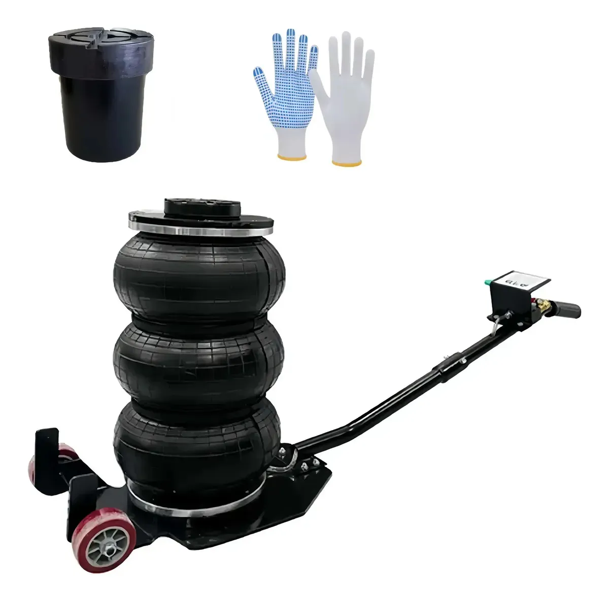 Macaco Pneumático 3t Triplo com Rodas e Alça, para Carro, Suv e Caminhonete