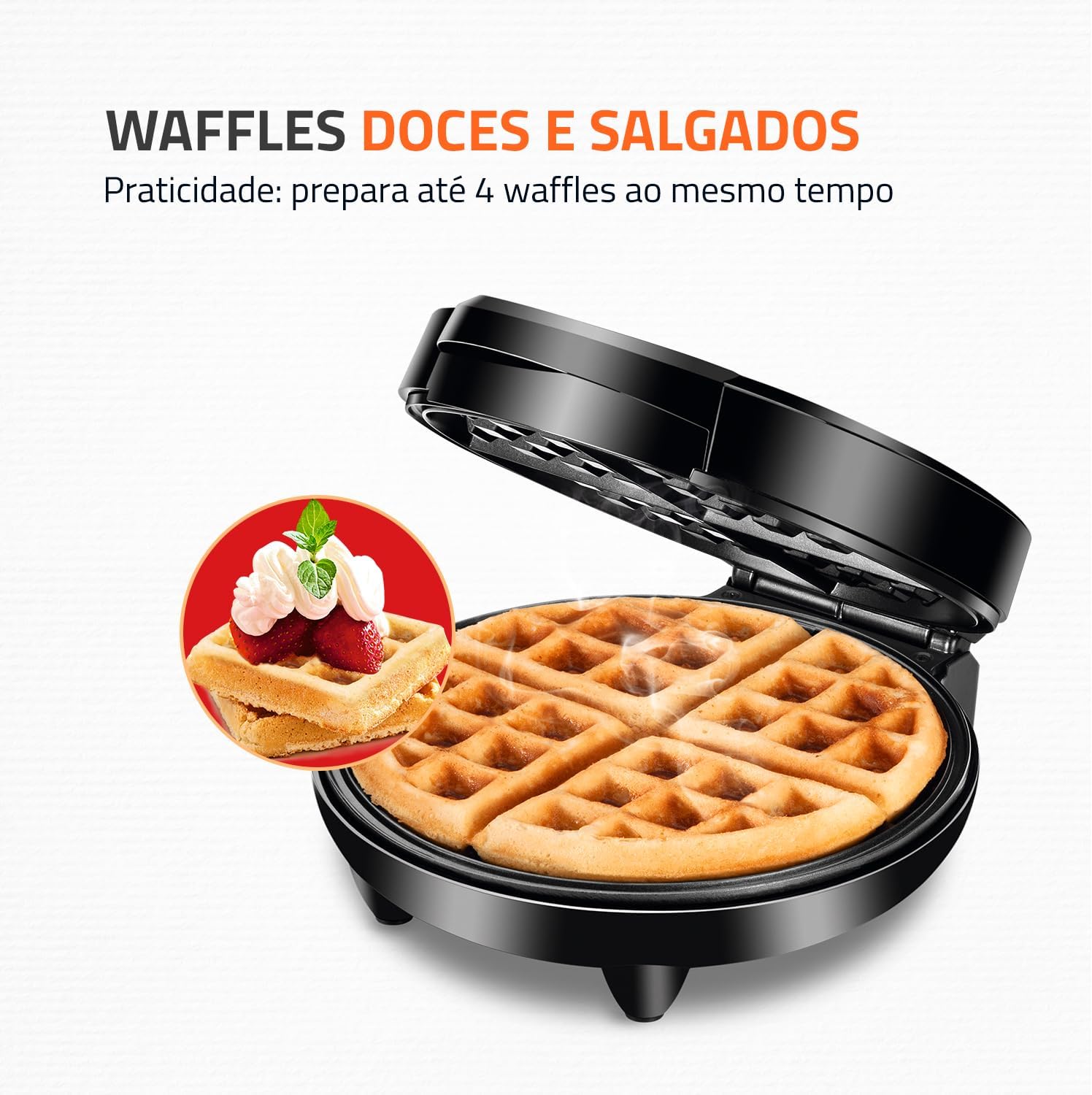 Máquina de Waffles Antiaderente para 4 Waffles — foto 2