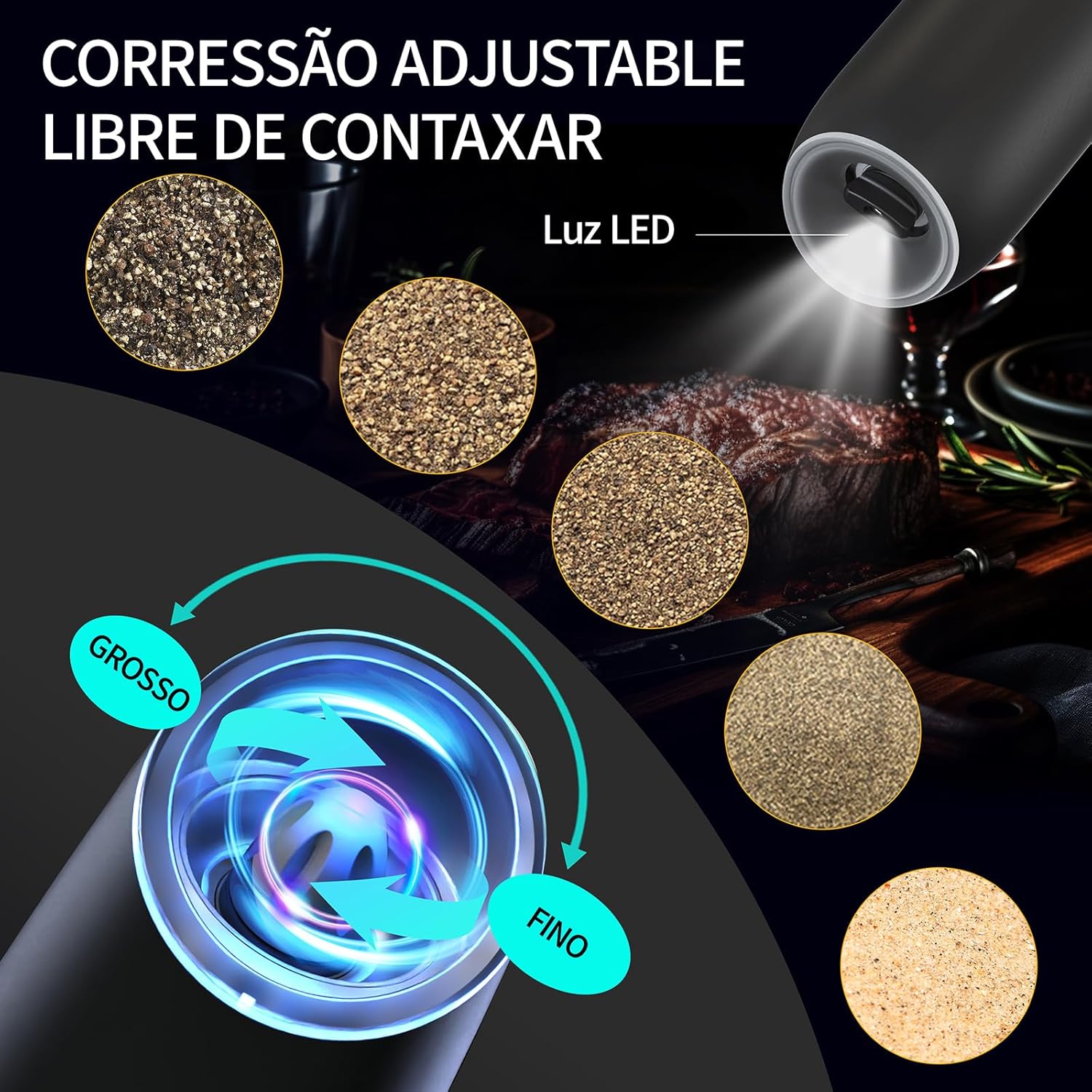 Moedor de Pimenta Elétrico Recarregável via USB — foto 3