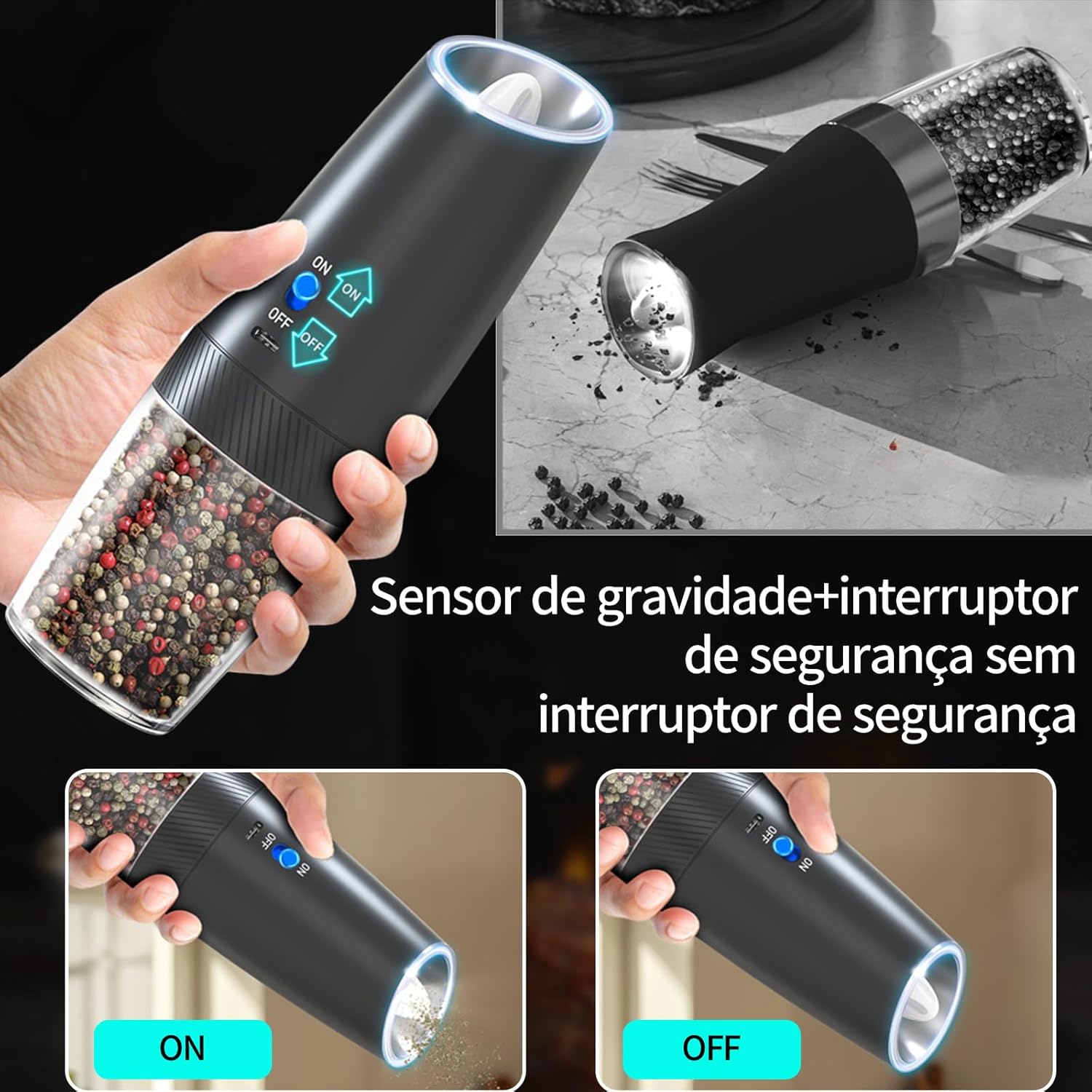Moedor de Pimenta Elétrico Recarregável via USB — foto 5