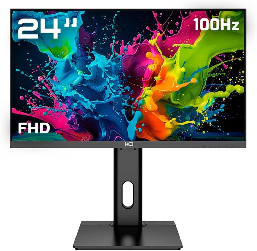 Monitor HQ Pro 24” LED, 100Hz Full HD, Ergonômico, Ajuste de Altura e Rotação, frameless, HDMI + DP – HQ24AJ100