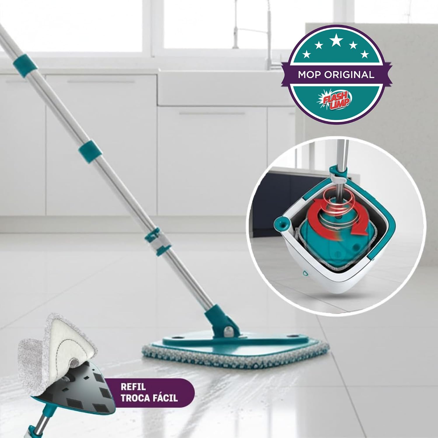 Mop Giratório Água Limpa com Alças Flexíveis — foto 3