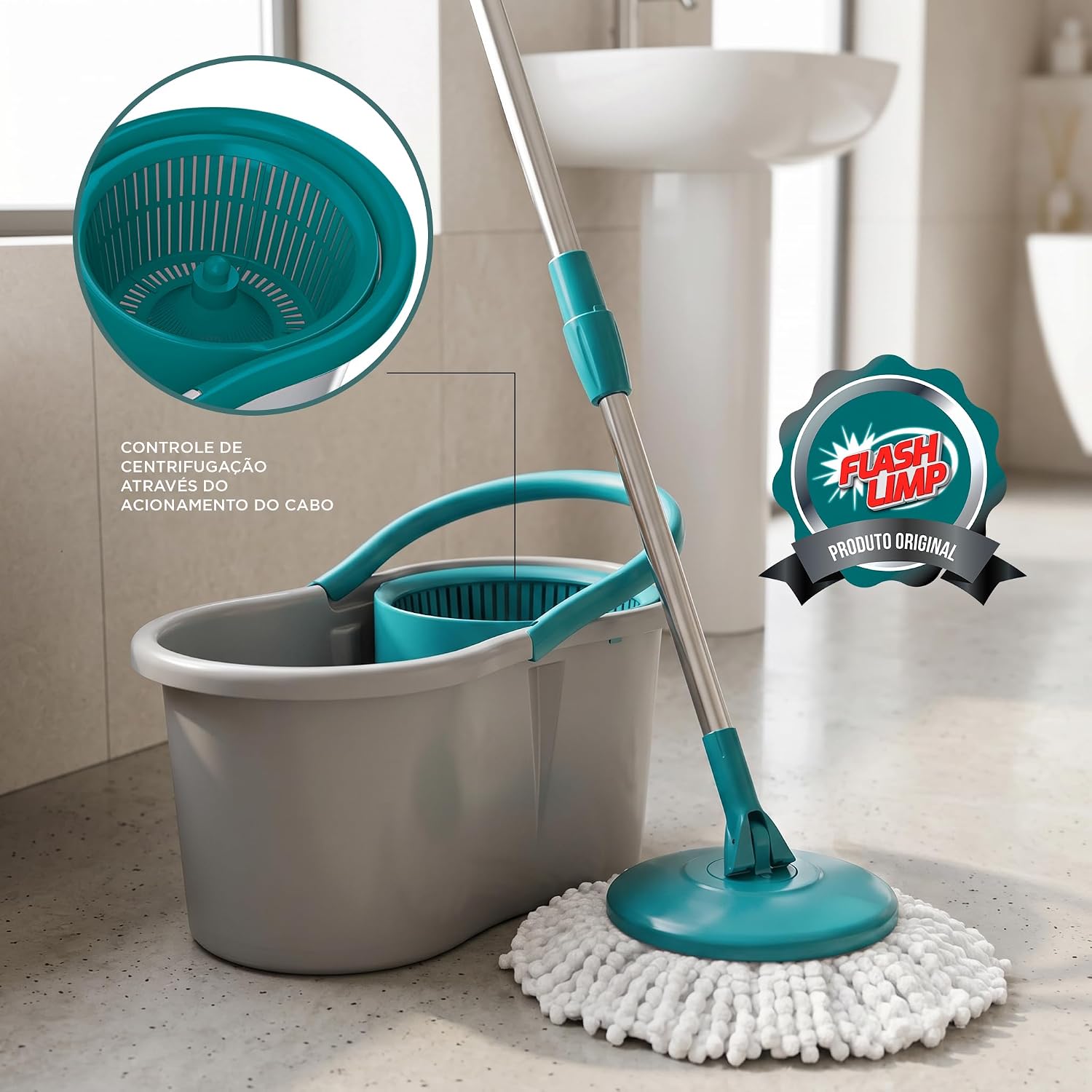 Mop Giratório com Balde e Sistema de Centrifugação — foto 4