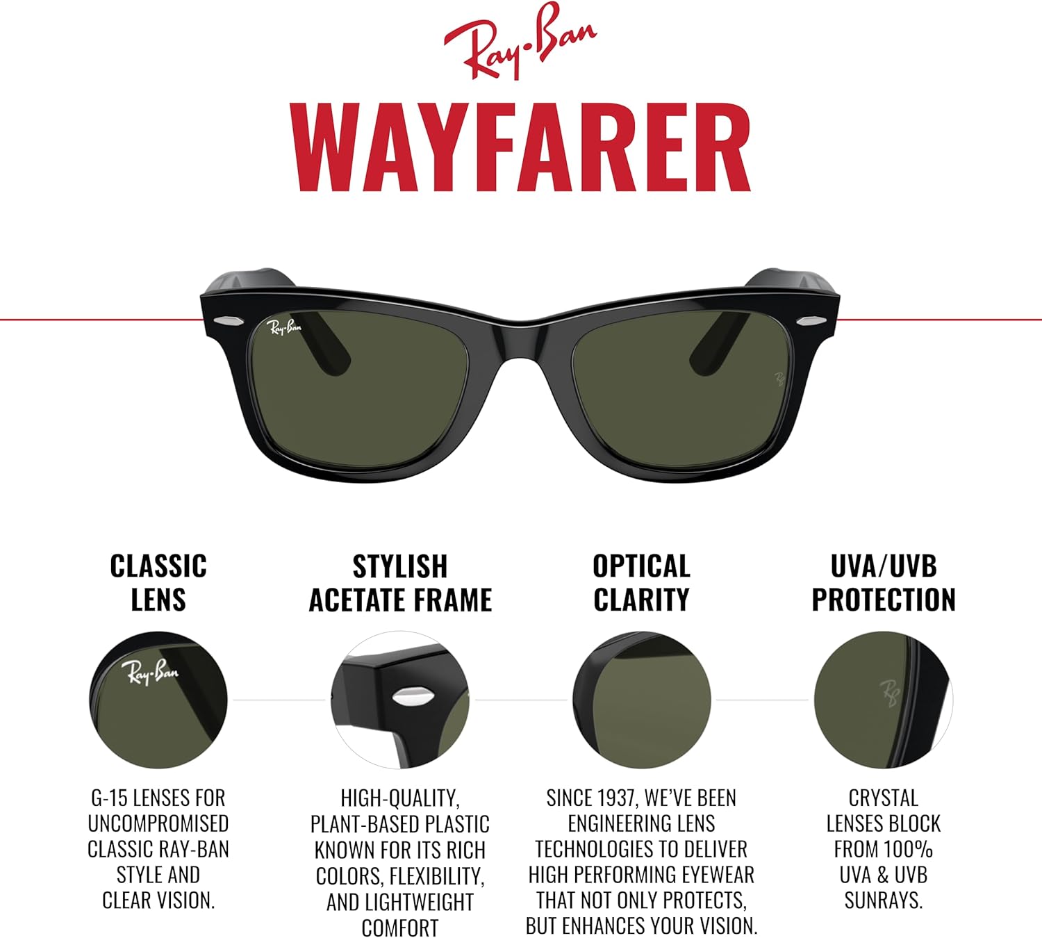 Óculos de Sol Ray-Ban Wayfarer, Tamanho 54 — foto 3
