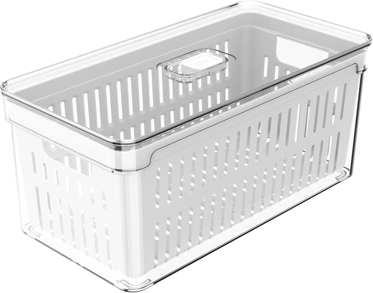 Ou Organizador de Geladeira com Cesto 5L Natural Linha Clear Fresh