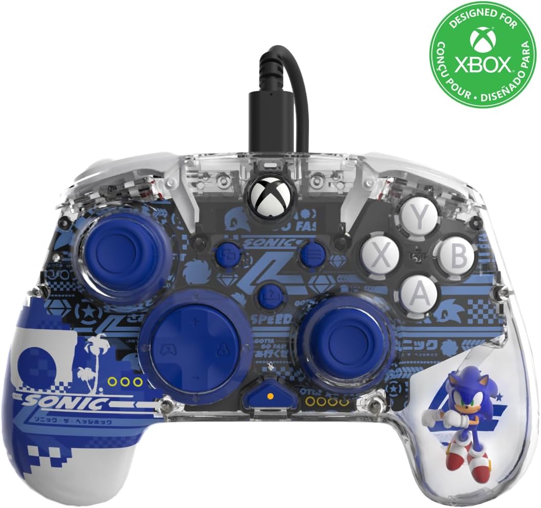 PDP REALMz Wired Xbox Controller Licensed for Series X|S, Xbox One, Windows 10/11 PC, LED Lighting Collectible Sonic Superstars, Programmable Buttons/Triggers, PC Control Hub App: Sonic Spee