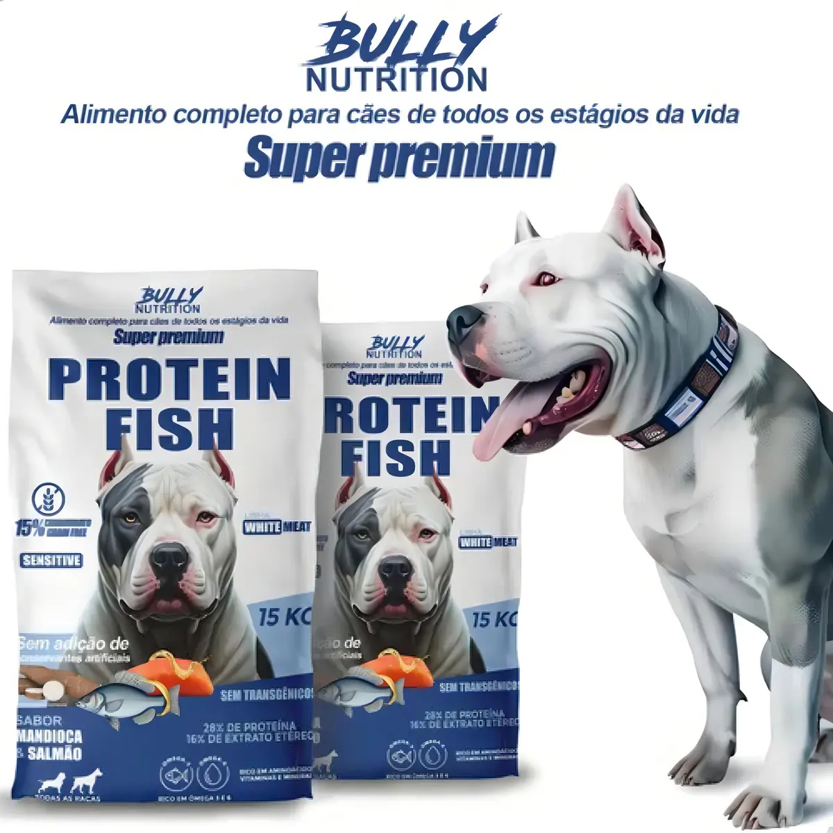 Protein Fish 15kg Bully Nutrition sabor mandioca e Salmão — foto 4