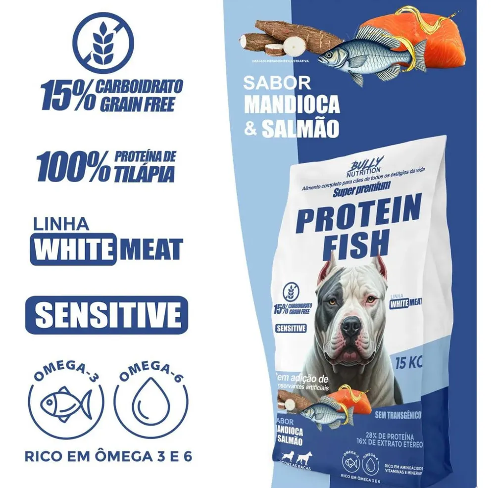 Ração Protein Fish 15kg + Suplemento Bully Protein 1,2kg — foto 3