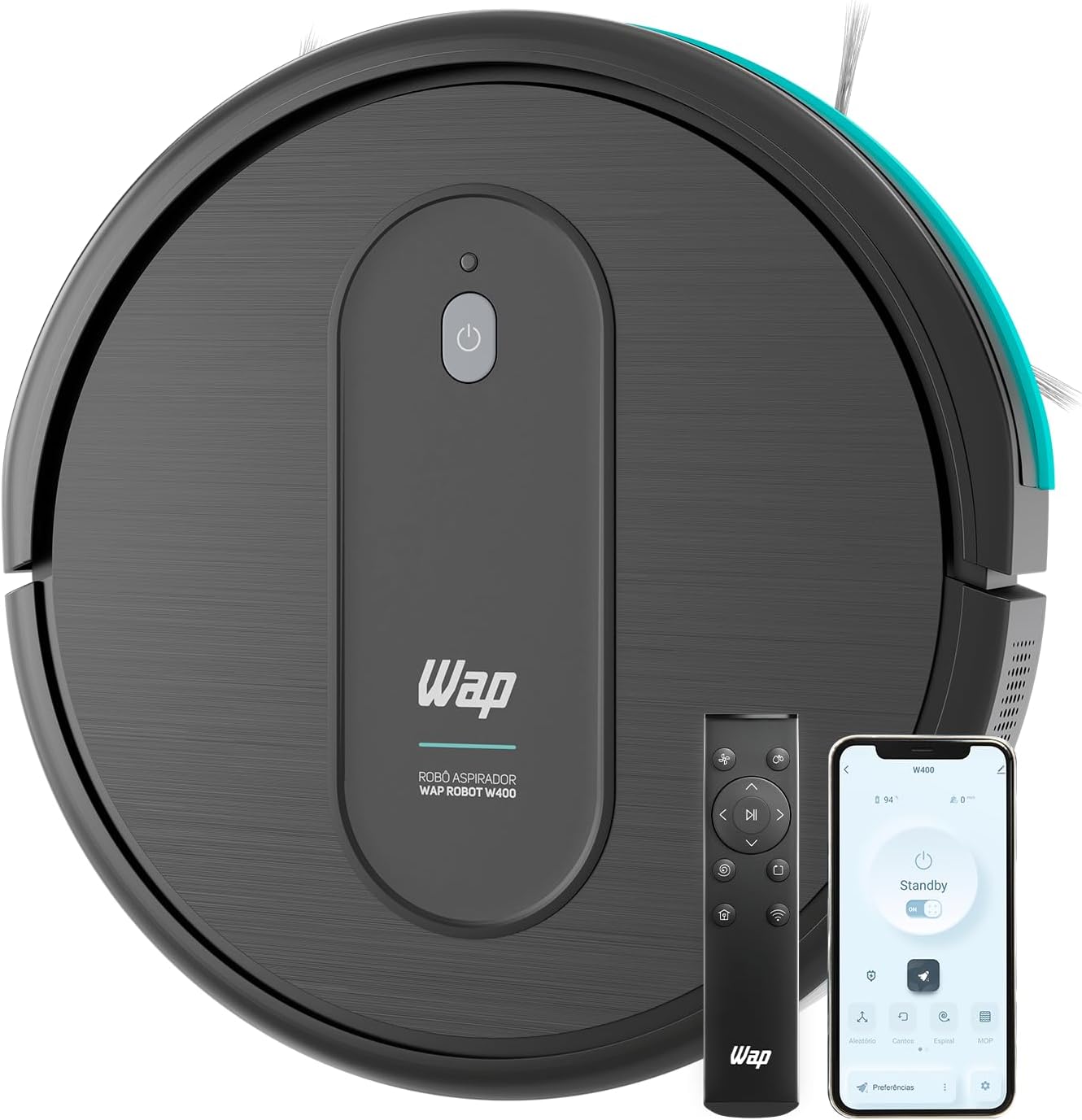 Robô Aspirador Slim 7,5cm Wi-Fi Compatível com Alexa e Google
