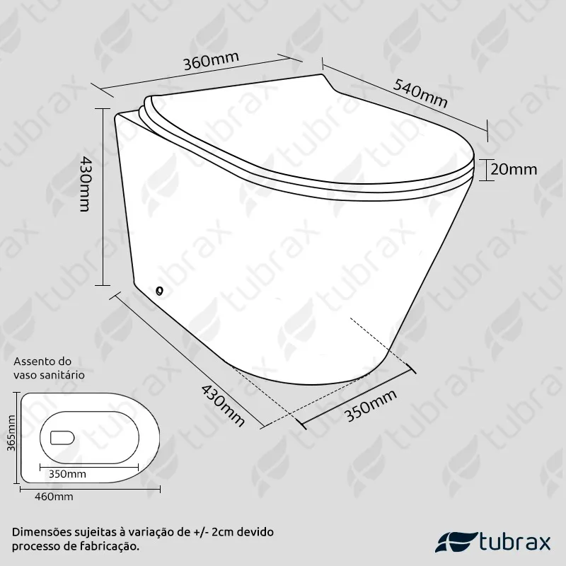 Sanitário Vaso Convencional Redondo Tubrax Cor Branco — foto 2