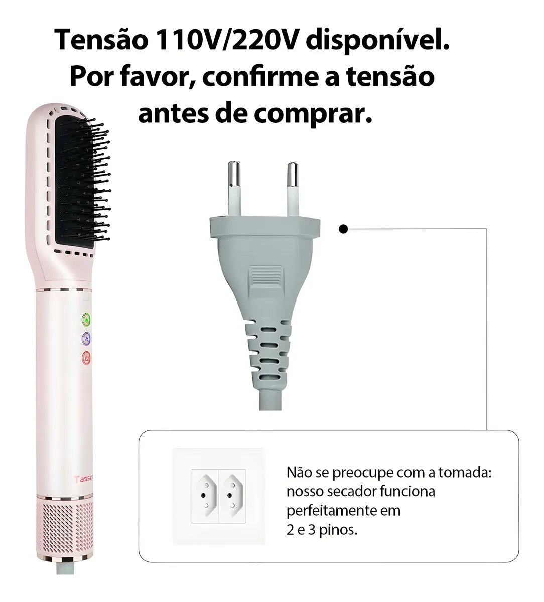 Secador De Cabelos Multifuncional 8 Em 1 110v/220v Rosa — foto 4