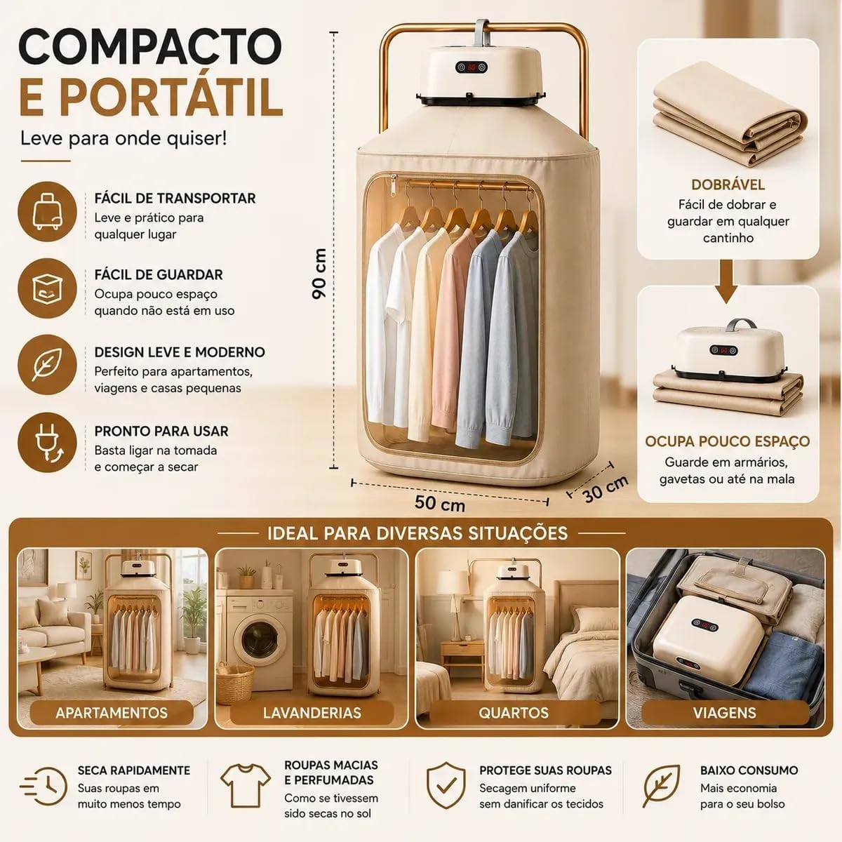 Secador de Roupas Elétrico Portátil 110V, Compacto e Leve — foto 3